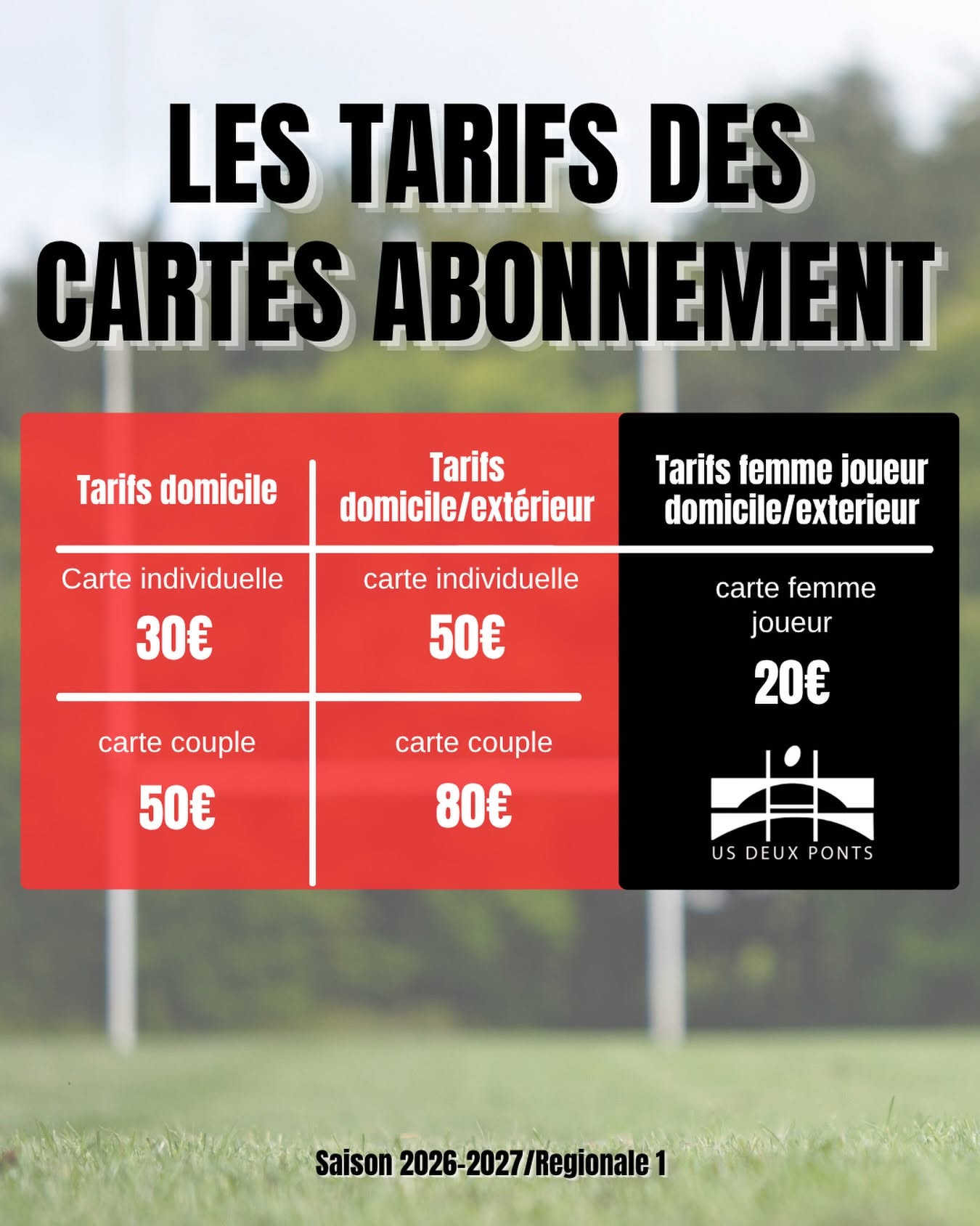 LES TARIFS DES CARTES D’ABONNEMENT SONT DISPONIBLES !